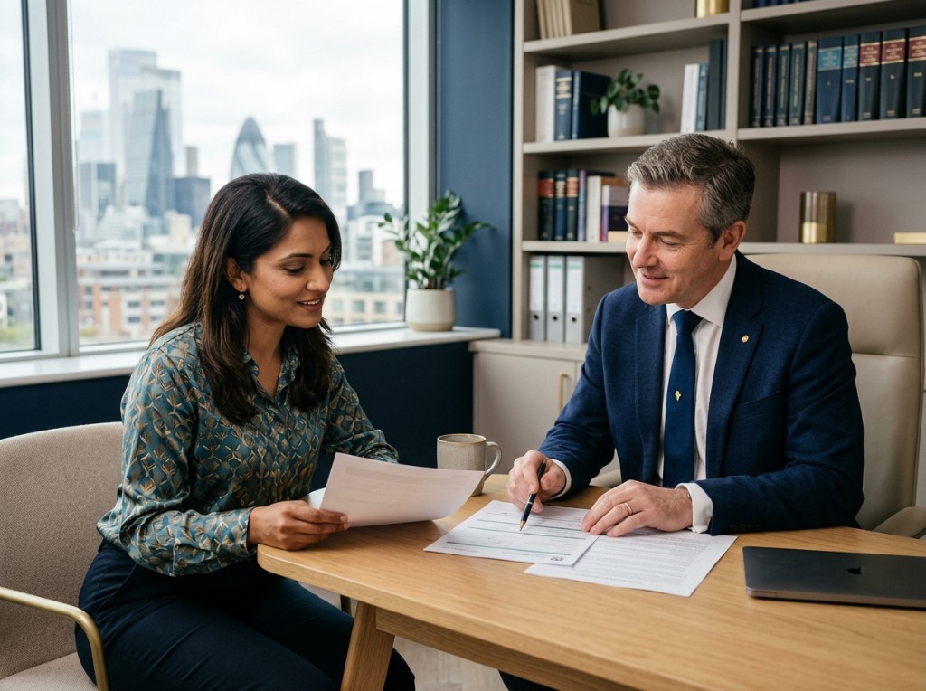 Ata & Co. Solicitors consultation — advisors reviewing documents together in a modern office